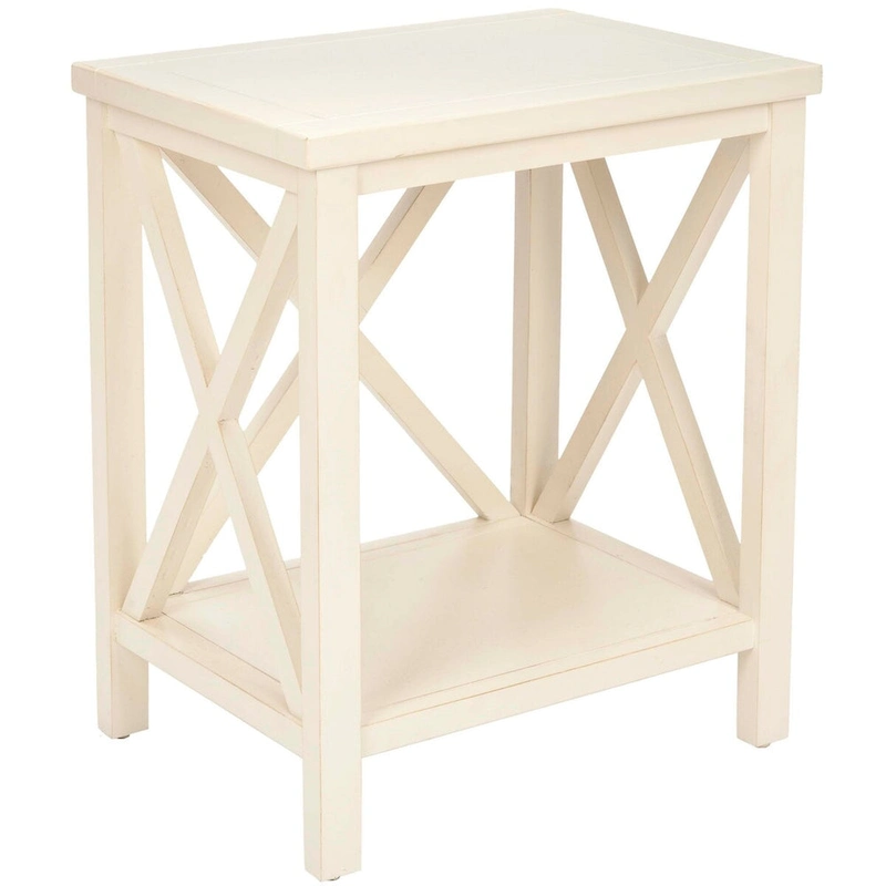 SAFAVIEH Yasumi White Cross Back End Table - 18.1  x 13.4  x 21.5  - 18Wx13Dx22H