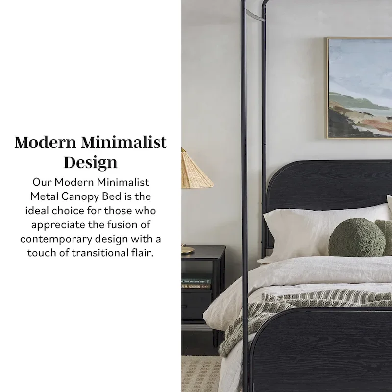 Middlebrook Designs Modern Curved Metal Queen Canopy Bed