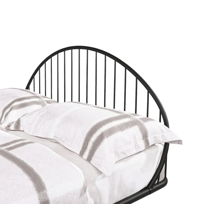 Furniture of America Duke Curved Metal Powder Coated Bed Frame, No Box Spring Needed