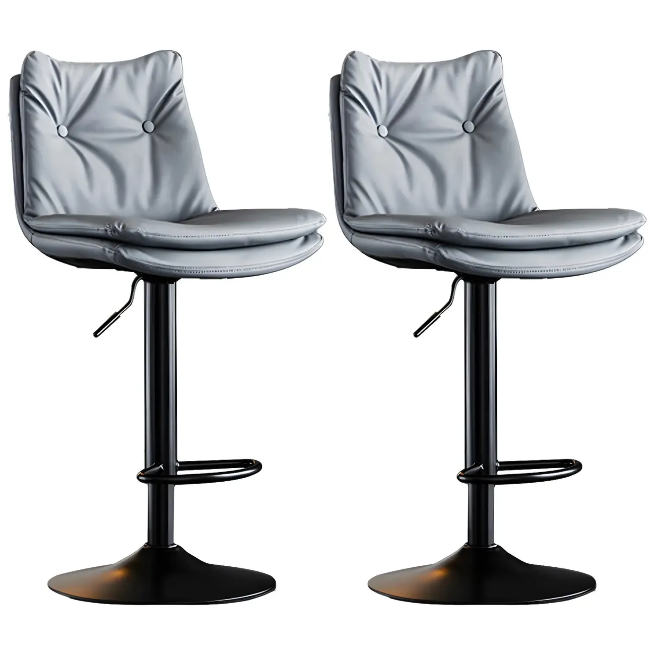 Modern Adjustable Leather Swivel Bar Stools