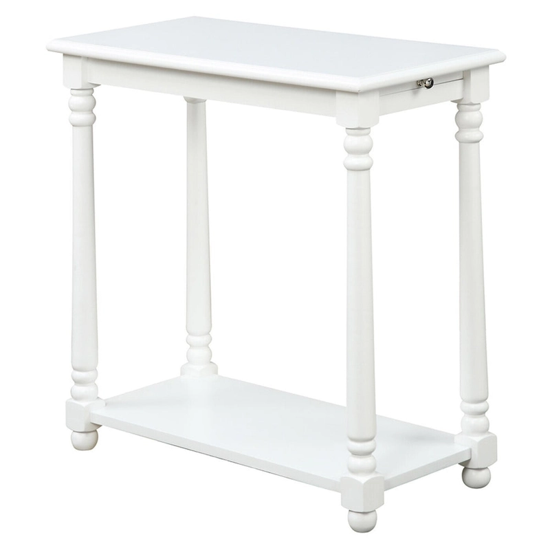 Convenience Concepts French Country Regent Chairside End Table with Pull-Out Shelf