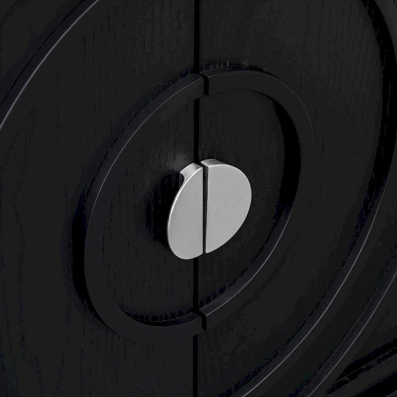 Retro Sideboard with Circular Groove Design Metal Handle