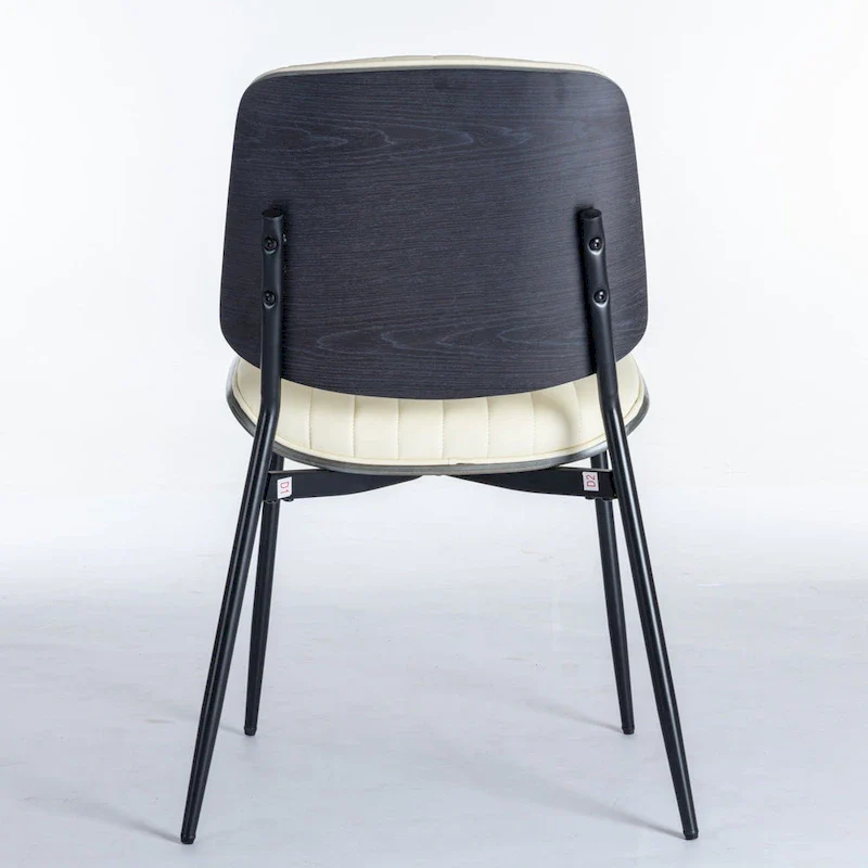 2PCS Faux Leather Chair with Metal Legs