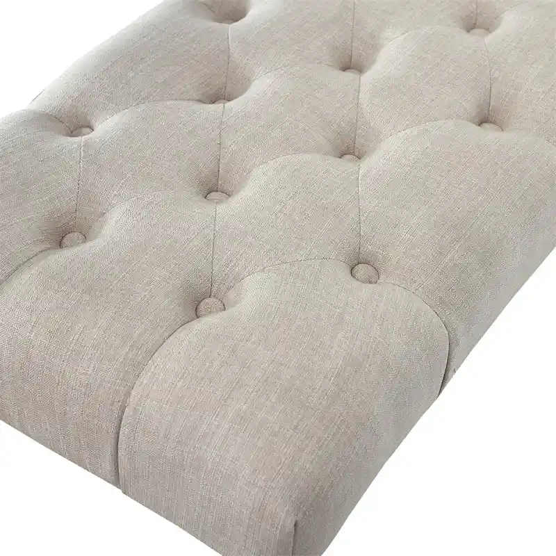 Fabric Tufted Turned Leg Dining Bench