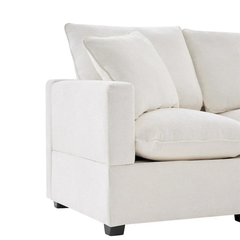 Modern L Shape Modular Sofa,Chenille Sectional Couch Set w/2 Pillows