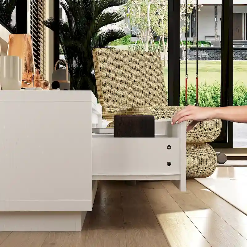 Entertainment Center Table Retracted Extendable TV Stand in Stretch