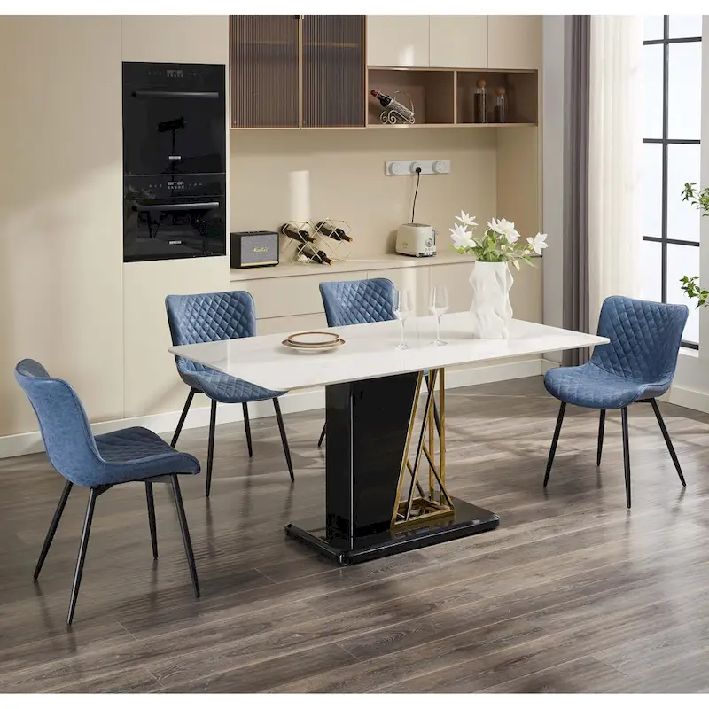 Living Dining Chairs Set of 2, Faux Leather Armless Side Chairs with Metal Legs