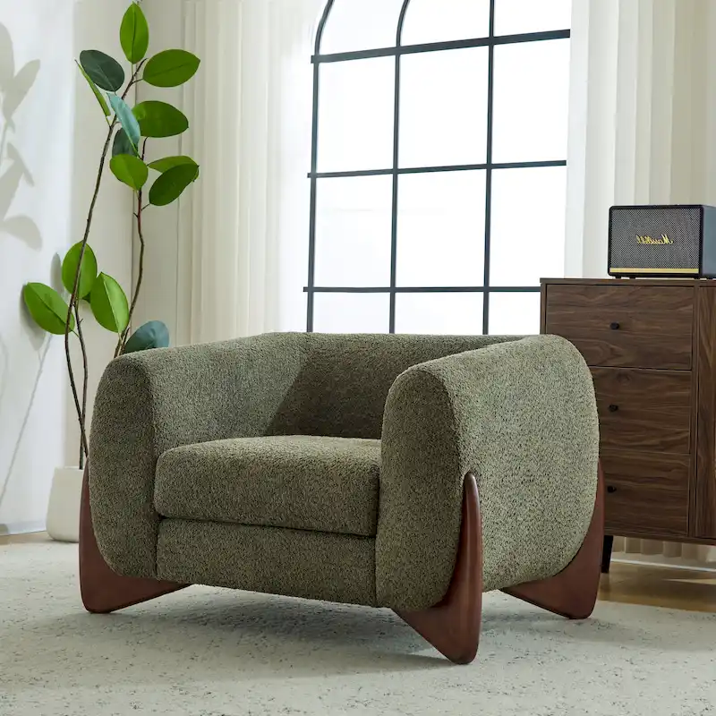 Tina Modern Upholstered Boucle Arm Club Chair by Christopher Knight Home