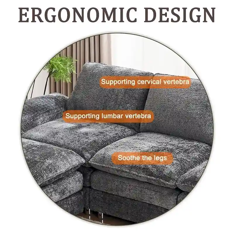 Modern Deep 3-Seat Sofa Couch