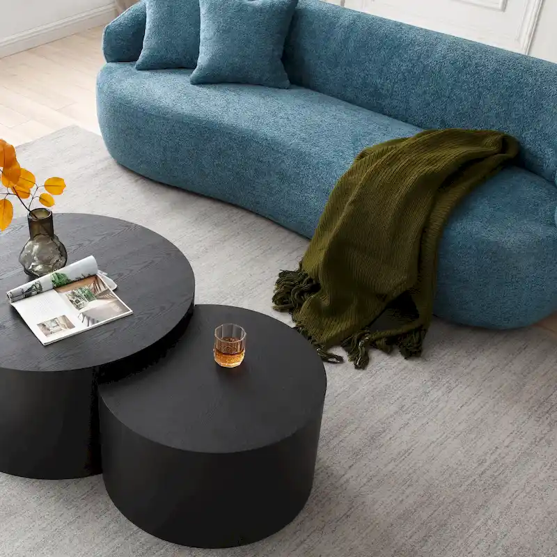 86.61in 3 Seater Modern Curved Upholstered Fabric Sofa Courch