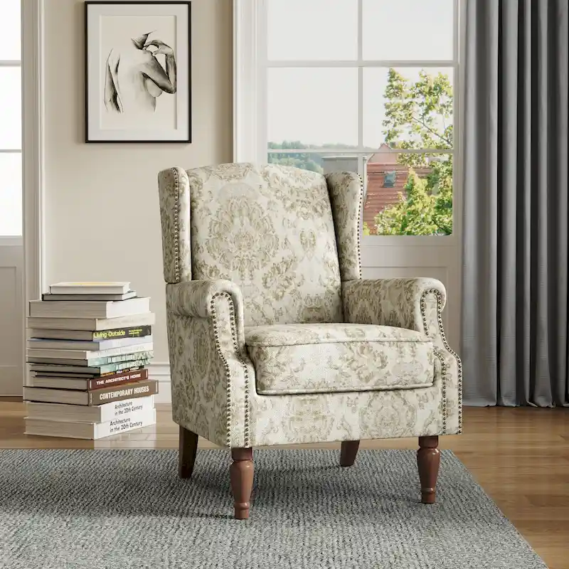 Upholstered Accent Chair Nailhead Trim Arm Chair