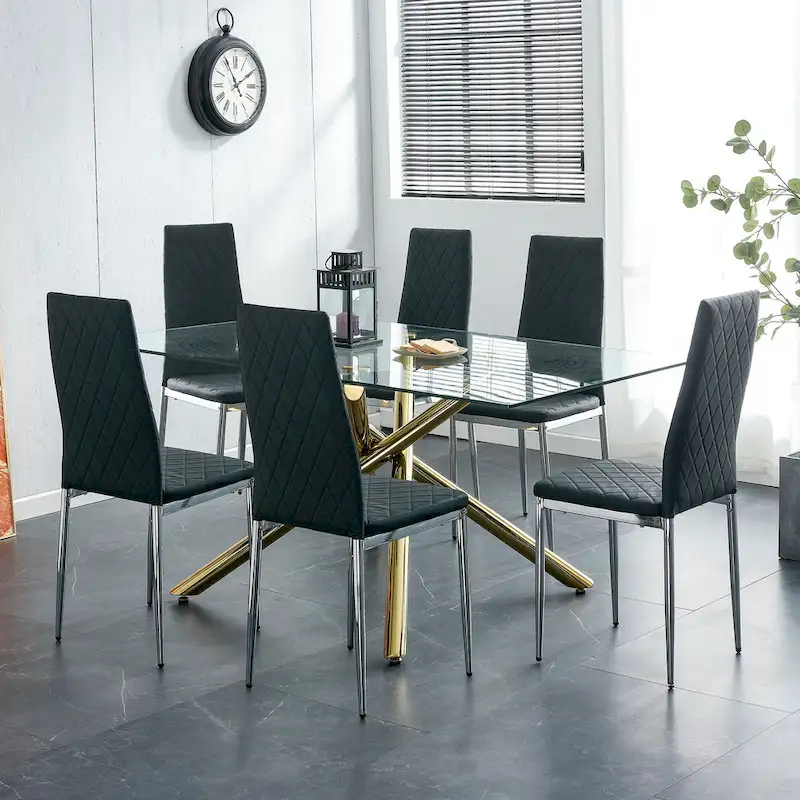 Dining chair, black chair and 6-piece set of