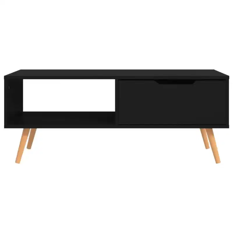 Rectangular Coffee Table with Drawer & Open Shelf, Engineered Wood, White, 39.4