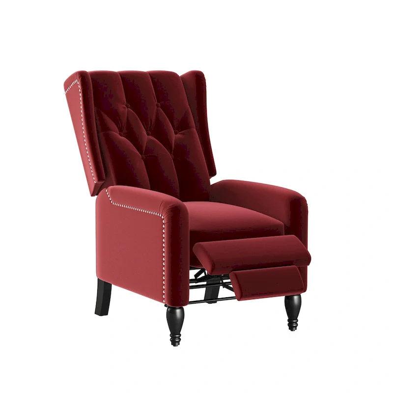 Velvet Wingback Push Back Recliner Chair