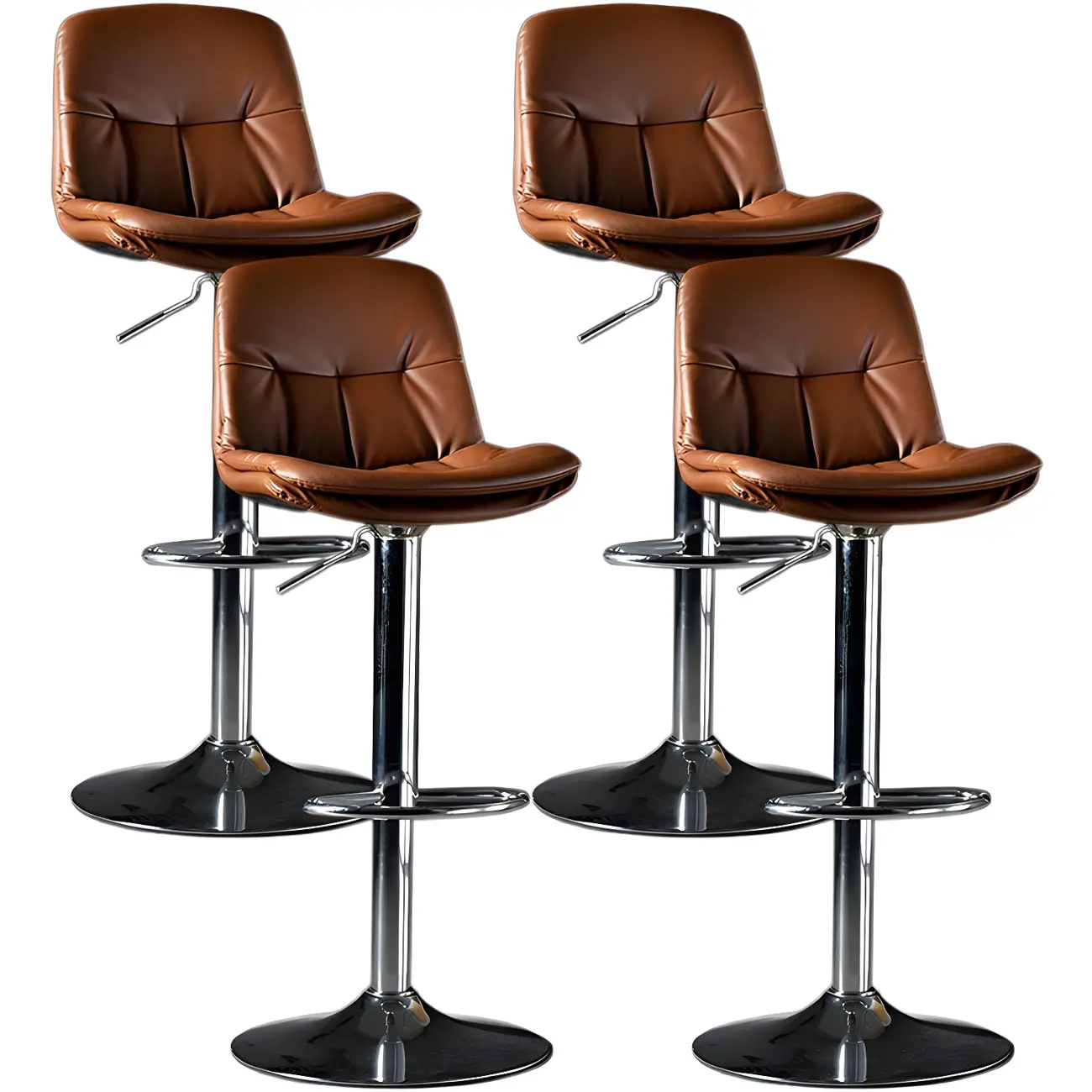 Adjustable Leather Low Back Swivel Bar Stool