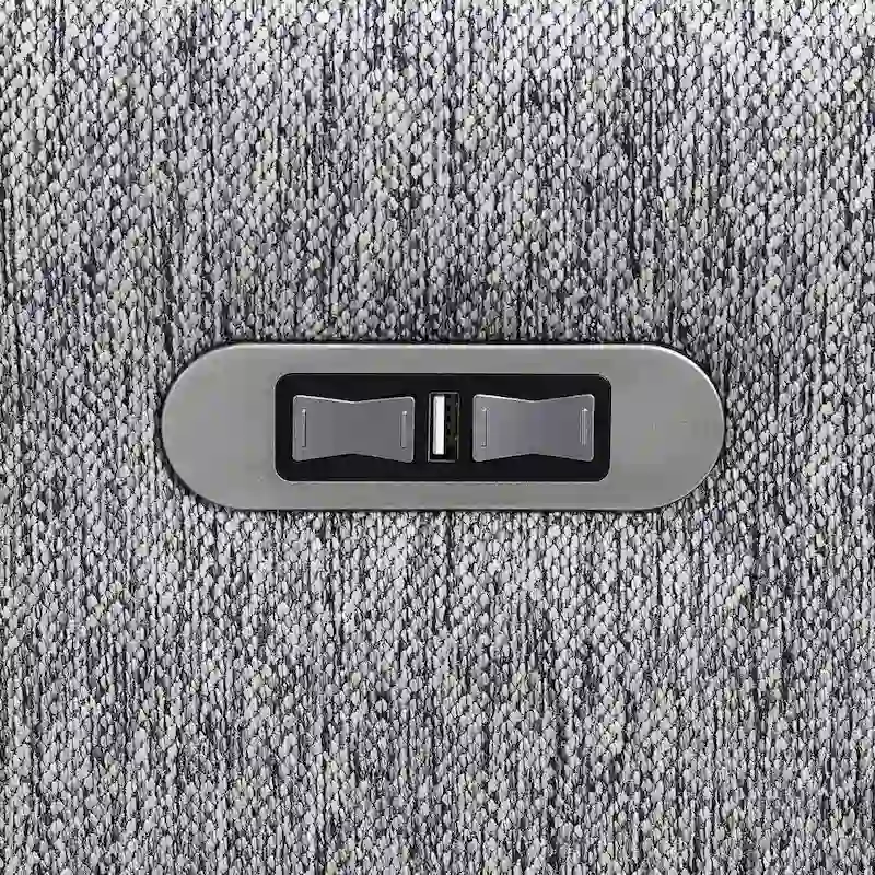 Grey Linen L-Shaped Sectional Sofa with Power Recliners & USB