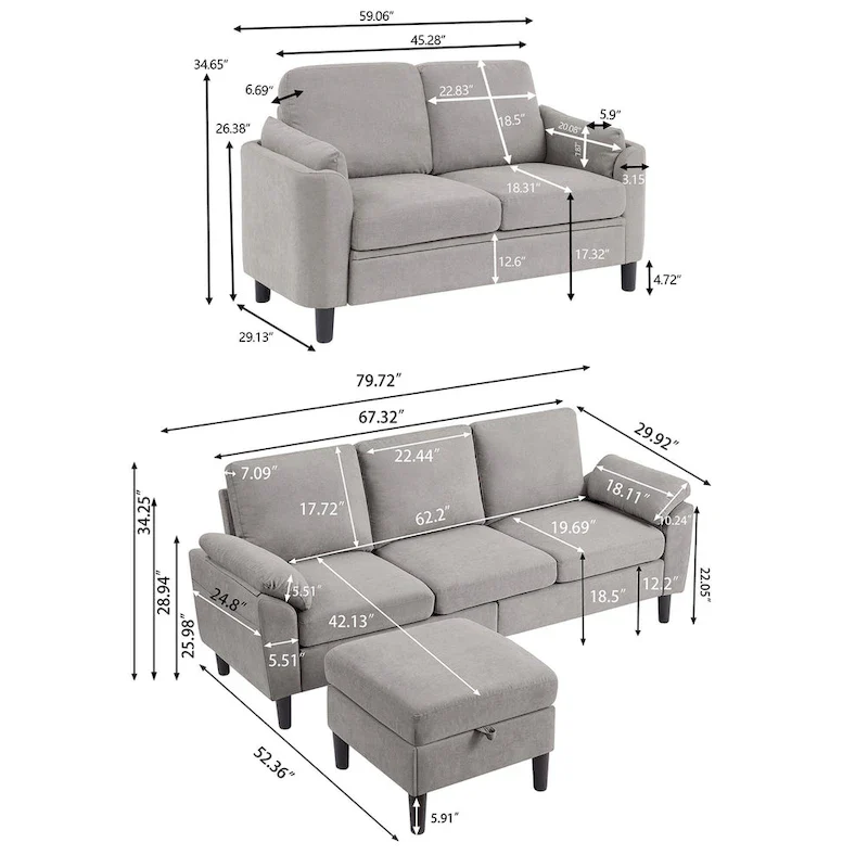 3 Piece Living Room Sets