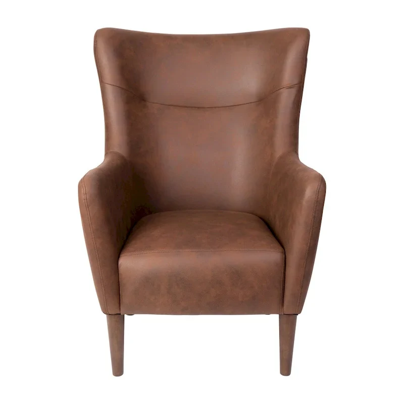 Upholstered Wingback Accent Chair with Wooden Frame and Legs
