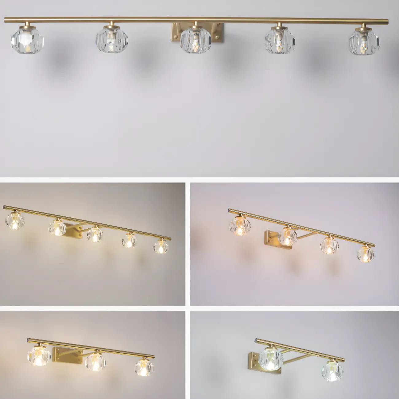 Elegant Linear Globe Brass Crystal Vanity Lights in Multi-Light