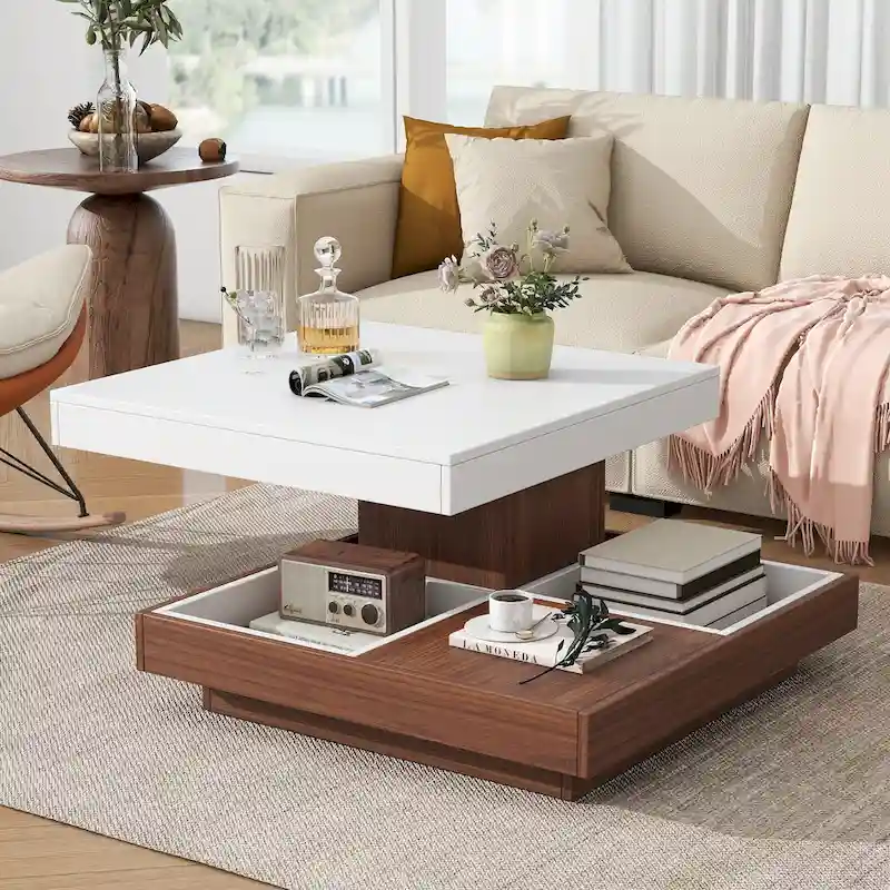 Modern Square Rotating Coffee Table