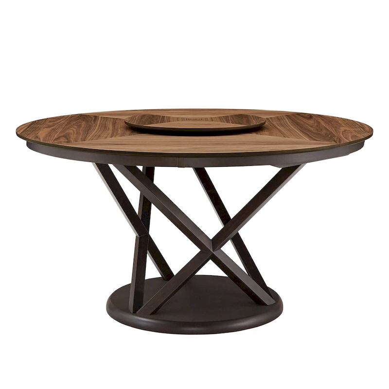 Priya Lazy Susan Turntable Espresso and Walnut Dining Table by iNSPIRE Q Modern