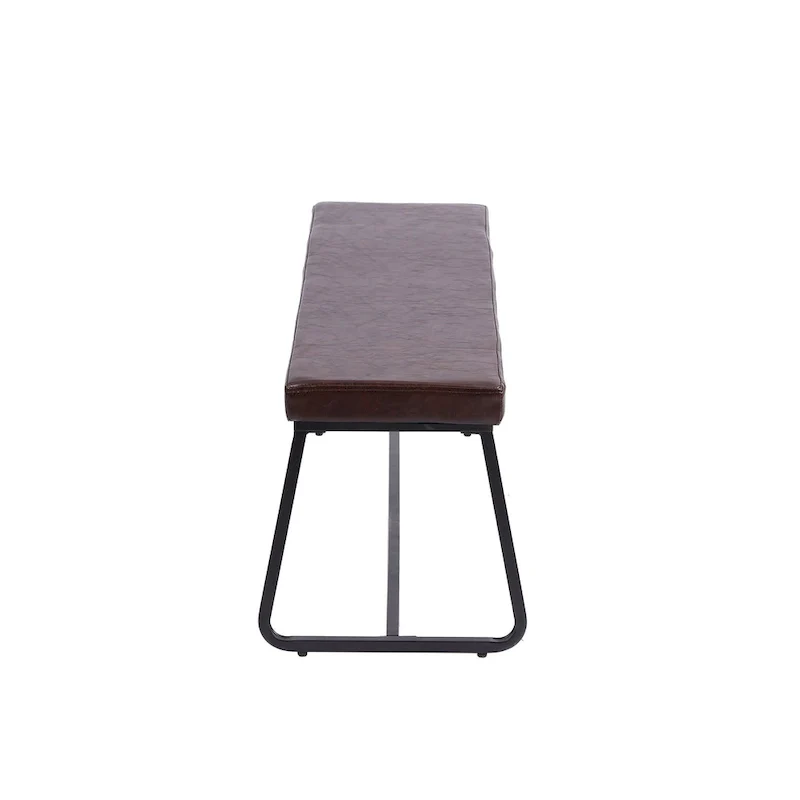 Home Remy Entryway Bench, PU Leather Upholstery, Iron Legs