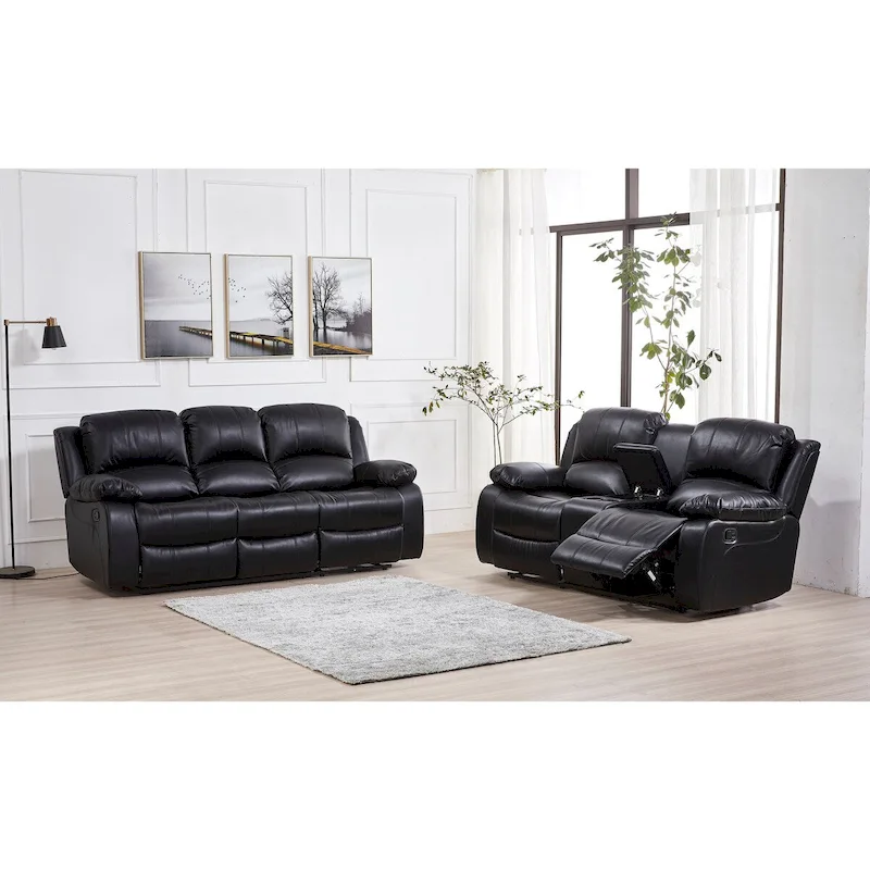 Betsy Furniture 2 Piece Bonded Leather Reclining Living Room Set, Sofa and Loveseat