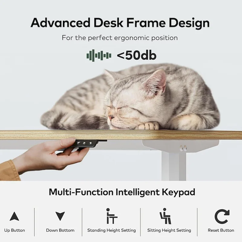 FEZIBO Height Adjustable Electric Standing Desk, Stand up Table, Sit Stand Home Office Desk with Splice Board