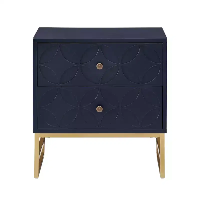 Black/Gold, Blue, Grey & White/Gold Arched Diamond Metal Nightstand with Drawer