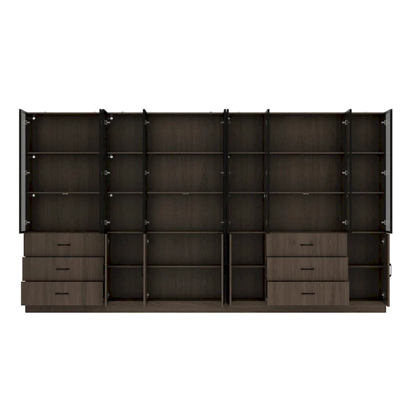Modular Wood Grain Aluminum Alloy Cabinet with LED Lighting