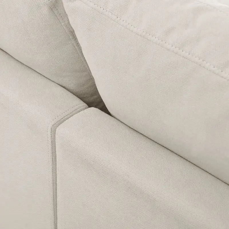 Beige 113 L-Shaped 4-Seat Sectional Sofa with Adjustable Footrest and Reversible Chaise