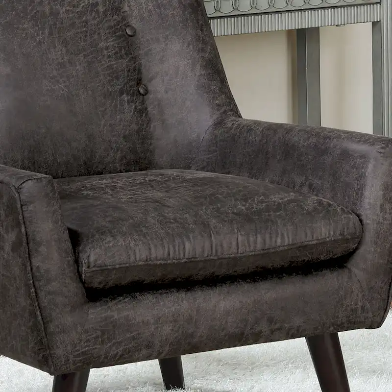 Valla Modern Wood Button Tufted Flared Arms Accent Chair by Carson Carrington
