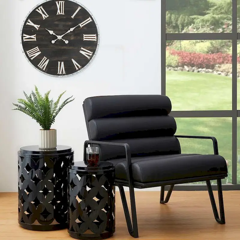 26.75W Modern Comfy PU Leather Accent Chair with Metal Frame