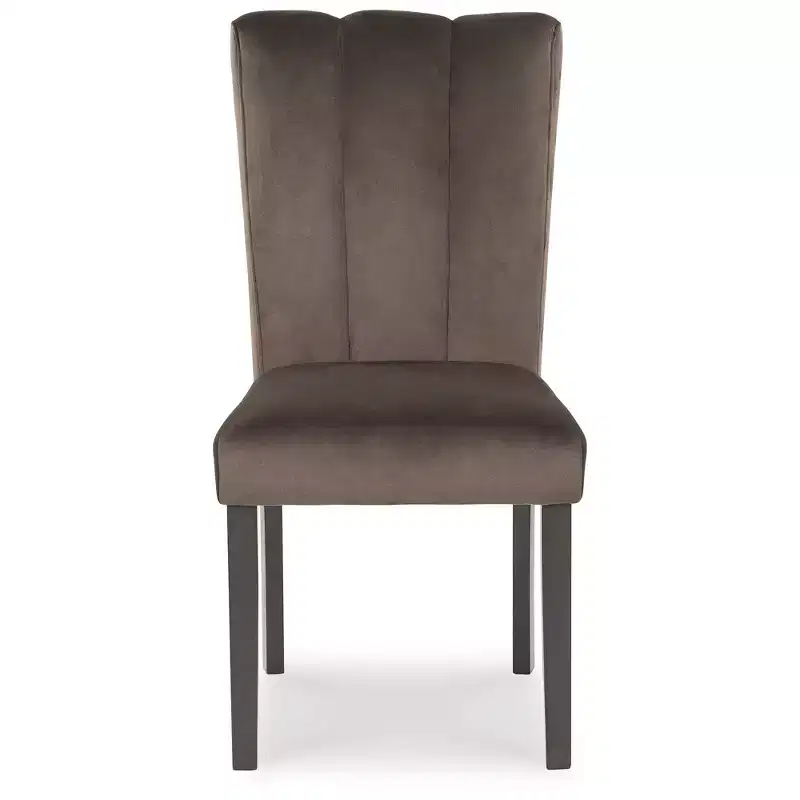Signature Design by Ashley Zendalia Dining Chairs | Elegant Channel-Stitched Velvet Side Chairs | Set of 2, Mocha Brown