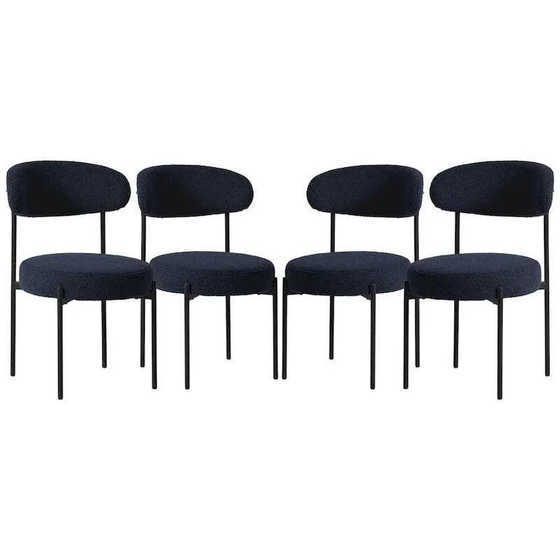 Bayville Mid-Century Curved Back Fabric Upholstered Metal Dining Chair (Set of 4)