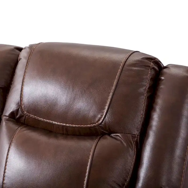 Genuine Leather Mid-century Modern Style Manual Recliners Sofa Set