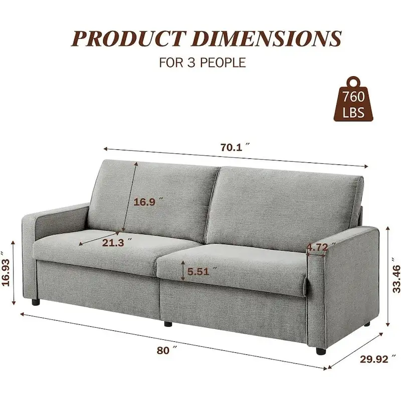 80 Modern Chenille Linen Loveseat Sofa for Living Room