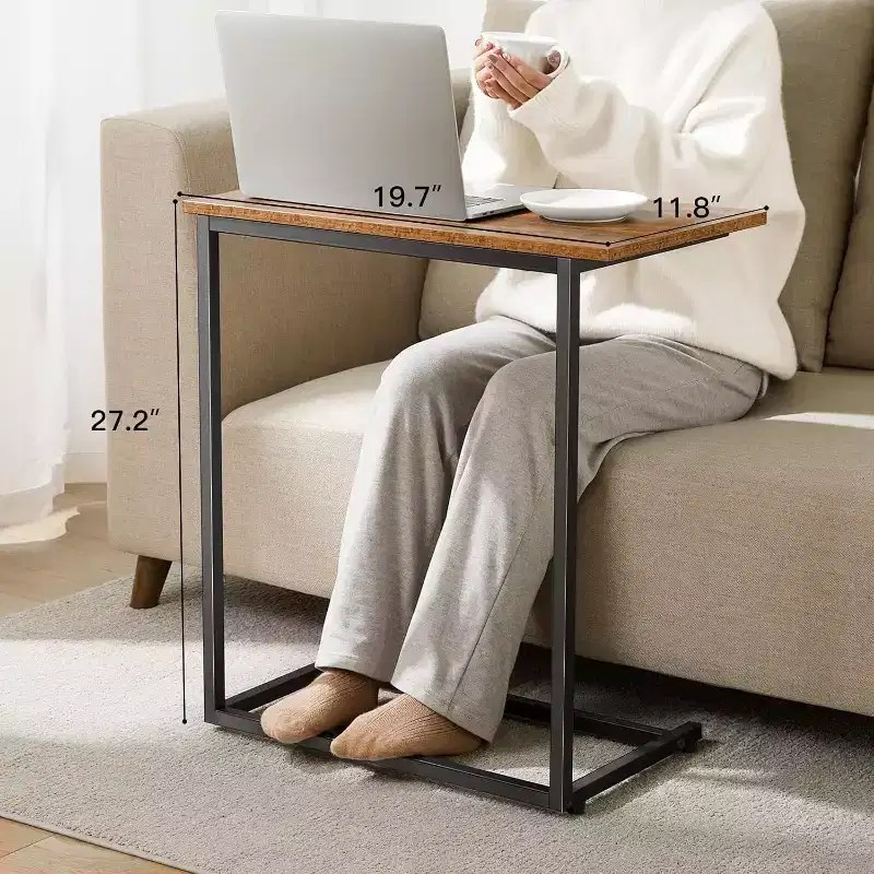 C-shaped End Side Coffee Tray Sofa Table Laptop TV Snack Stand, Metal Frame, Suitable for coffee tables, sofas, living rooms, bedrooms