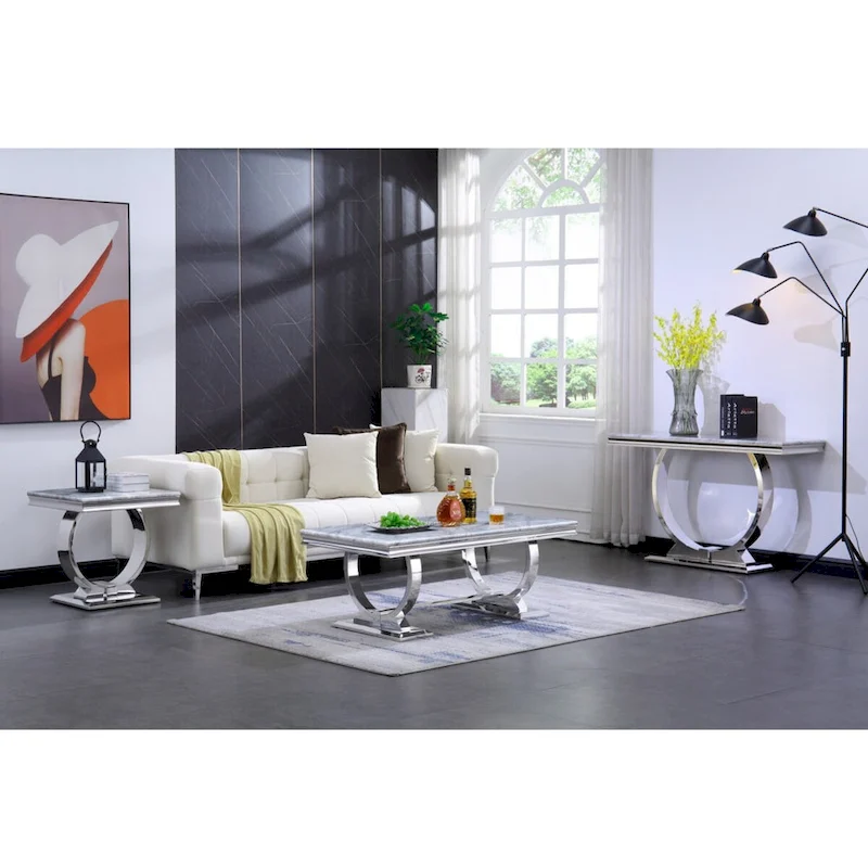 50 inch Rectangle Console Table with Circle Base