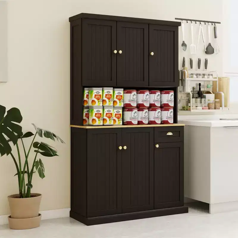 AndMakers Wood 39.76 in. Pantry Cabinet with Adjustable Shelves