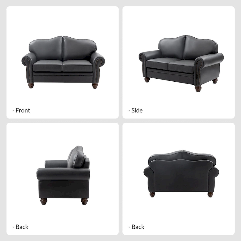 Angel Transitional Genuine Leather Sofa With Tufted Back by HULALA HOME