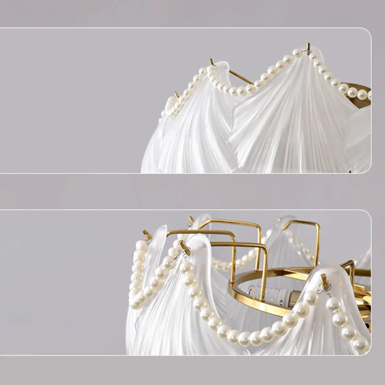 Luxury Living Room Ceiling Light with Glass Shell Shade