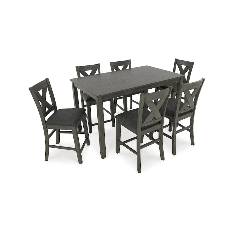 Caitbrook Gray Counter Height Dining Table and Bar Stools (Set of 7)