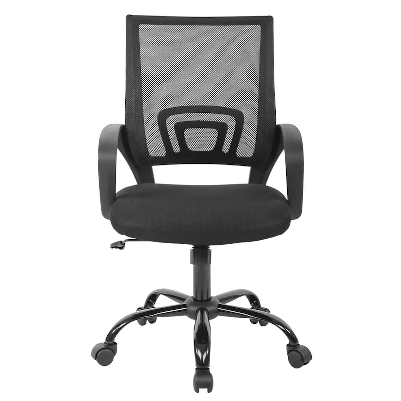 Ergonomic Swivel Office Chair, Black, Mesh Back, Adjustable Height, Seats 1