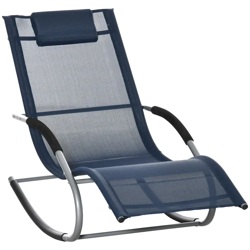 Outsunny Zero Gravity Rocking Chair Outdoor Chaise Lounge Chair Recliner Rocker With Detachable Pillow
