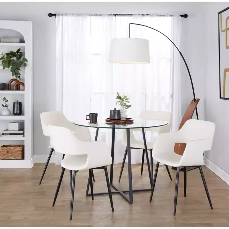 LumiSource Set of 2 Margarite Dining Chair Black PU Metal/White