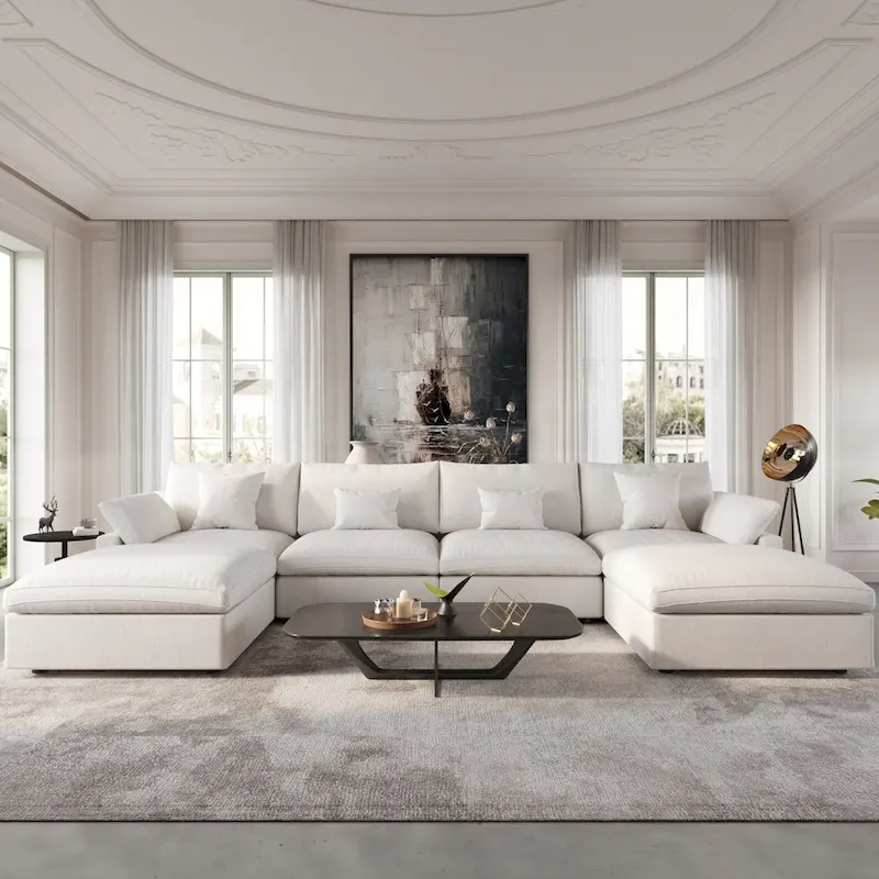 156 Convertible Modular Sectional Sofa Couch, Modern U Shape Minimalism Sofas Couches with Pillows