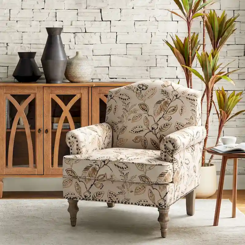 Yahweh Farmhouse Nailhead Armchair with Rolled Arms by HULALA HOME