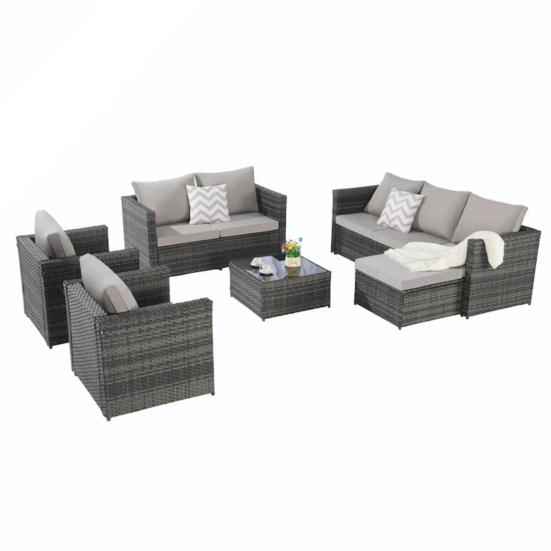 6PCS Rattan Convrtsation Set With Glass Table