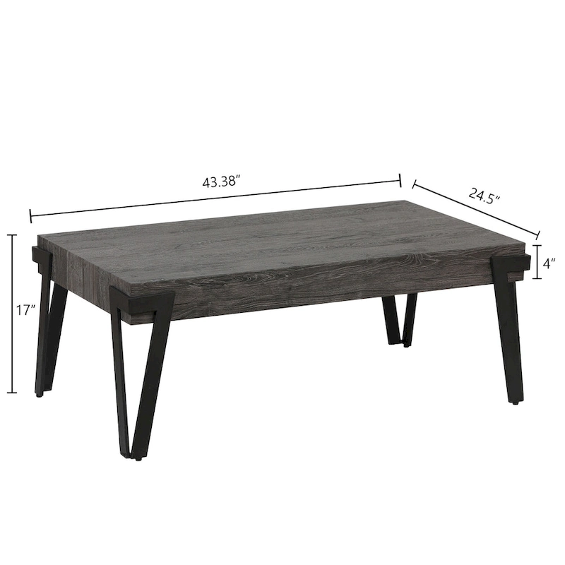 43-inch Industrial Wood and Metal Coffee Table - 17 H x 43.38 W x 24.5 D